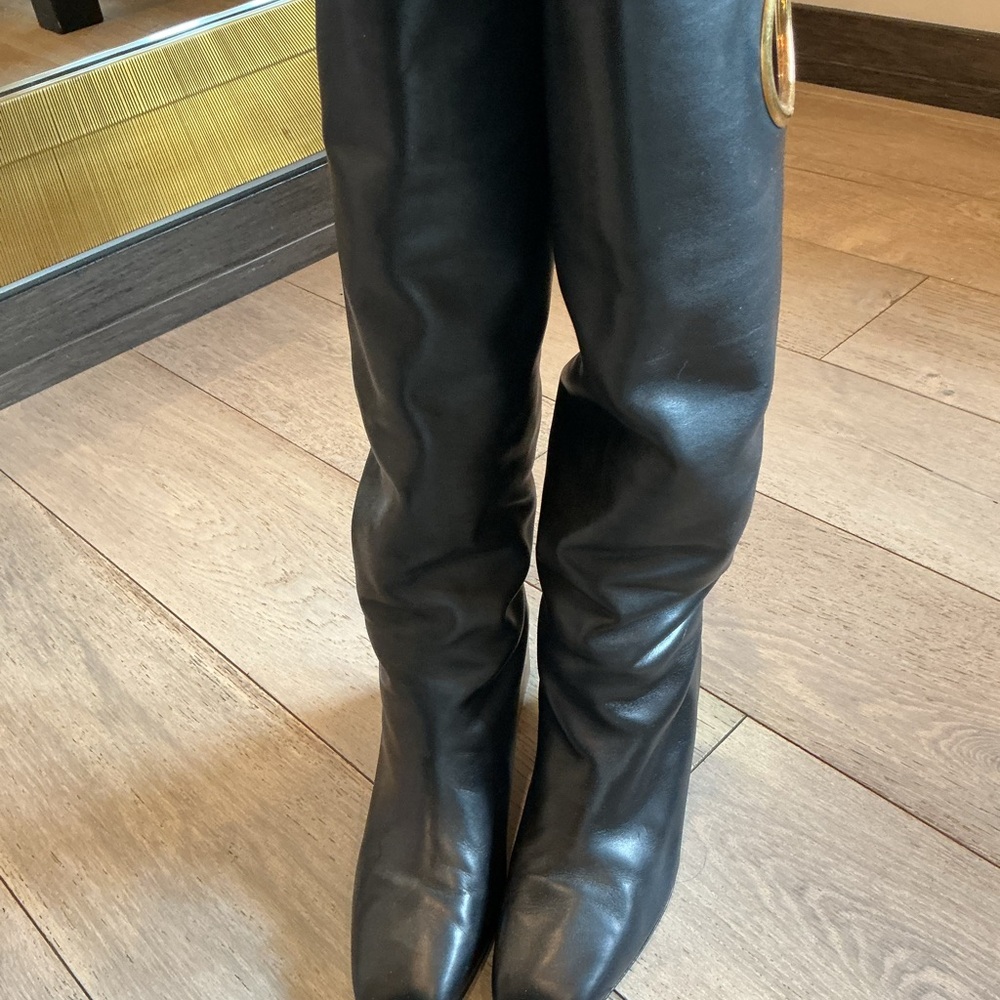 Salvatore Ferragamo Gancini Boots with Gold Accent - Picture 3 of 6